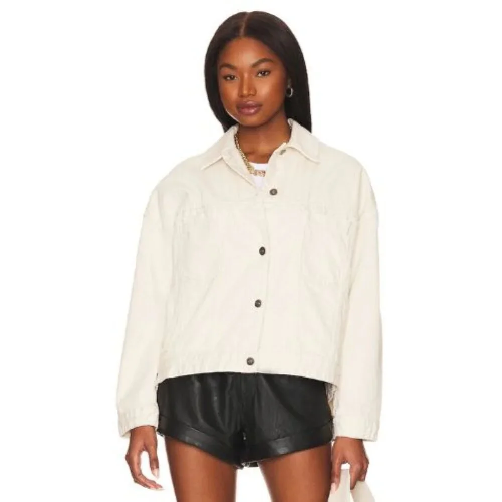 Free People We The free Off-White Opal Swing Denim Jacket Size XS 36076 - Picture 2 of 15